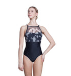 Lulli Women's Black Tie Dye Print Leotard