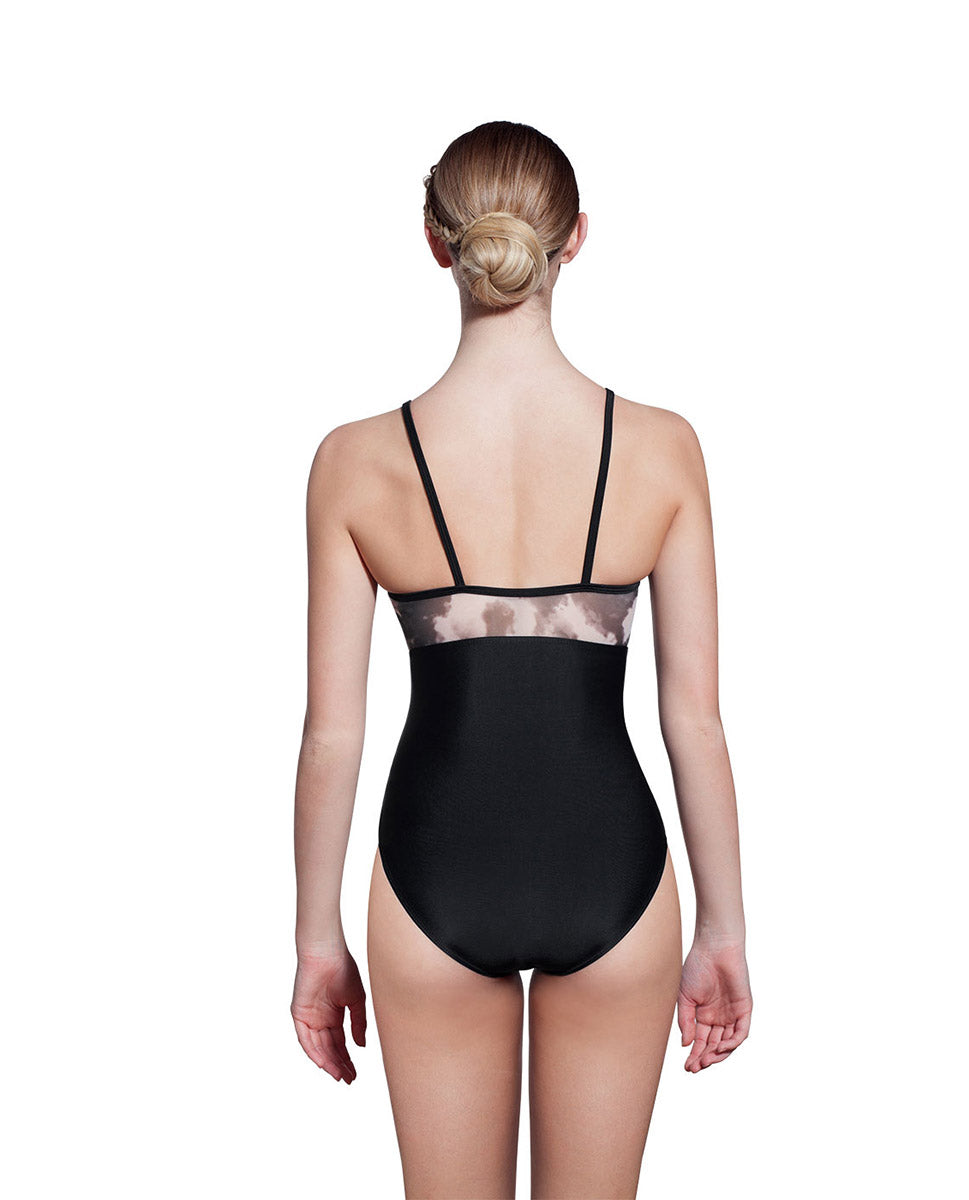 Lulli Women's Black Tie Dye Print Leotard